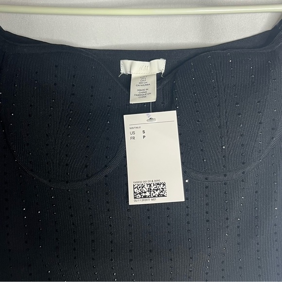 H&M Ribbed Off-the-shoulder Top Sweetheart Neckline Black Top Women’s Size Small - Picture 10 of 10